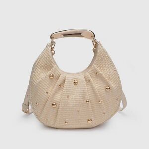 Elegant Cream Handbag with Gold Accents